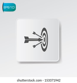 Target symbol on white button,vector