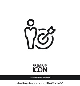 Zielsymbol Vector line Icon Illustration mobile Applikation. Einfaches, flaches modernes Design. Schwarze Farbe.