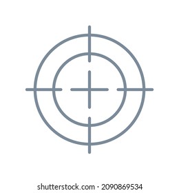 Target symbol for web. Simple gray-blue outline vector icon with thin lines
