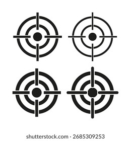 Zielsymbole festgelegt. Kreisfokus. Präzises Bullseye-Konzept. Vektorgrafik. EPS 10.