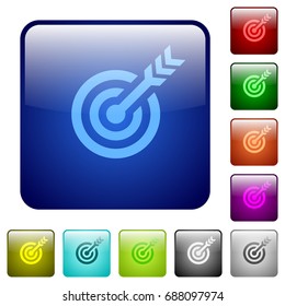 Target table with arrow icons in rounded square color glossy button set