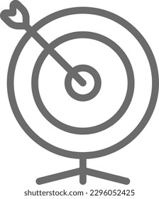 Target Teamwork and Management icon with black outline style. success, goal, strategy, concept, idea, solution, dartboard. Vector illustration