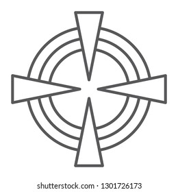 Target thin line icon, game and aim, focus sign, vector graphics, a linear pattern on a white background, eps 10.