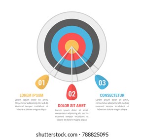 Target with three arrows, three steps or options infographics, vector eps10 illustration