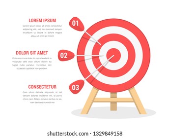 Target with three arrows, three steps to your goal, vector eps10 illustration