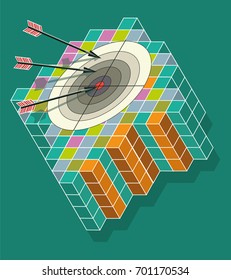 Target and Three Arrows. Vector illustration