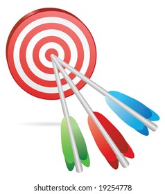 target with three color arrows in center