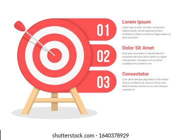 Target with three elements for your text, three steps to your goal, infographic template for web, business, presentations, vector eps10 illustration