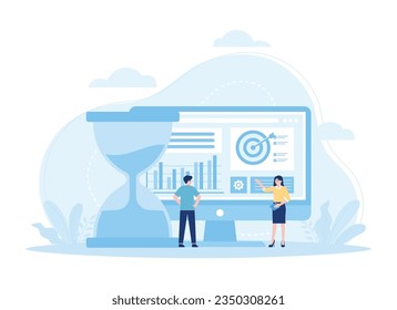 target time analysis chart trending concept flat illustration