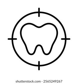 target tooth icon line vector design template with trendy style