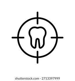Icono de diente de destino, gráficos de Vector de línea