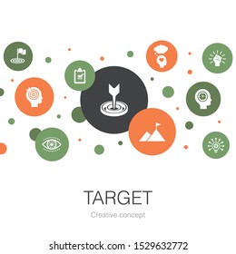 target trendy circle template with simple icons. Contains such elements as big idea, task, goal