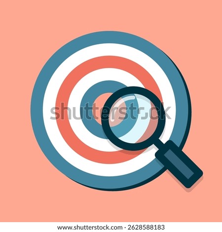 Target under scrutiny objective in sight cartoon flat design illustration