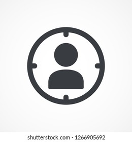 Target, user icon. Headhunting, looking employee sign