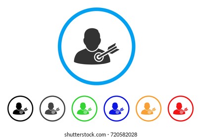 Target User rounded icon. Style is a flat target user gray symbol inside light blue circle with black, gray, green, blue, red, orange versions. Vector designed for web and software interfaces.