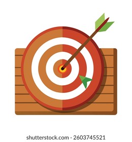 Target vector with an arrow hitting the center black silhouette on white background.