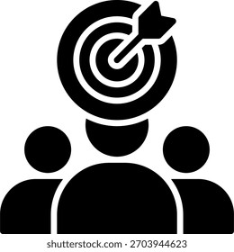 Design de vetores alvo em estilo moderno, foco de investigação de corrupção e conceito de detecção criminal, ilustração de aplicação da lei. Ícone de Glifo