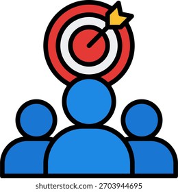 Design de vetores alvo em estilo moderno, foco de investigação de corrupção e conceito de detecção criminal, ilustração de aplicação da lei. Ícone Linha Preenchida