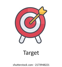 Zielvektor-Umriss-Symbol Design-Illustration auf weißem Hintergrund. EPS10-Datei