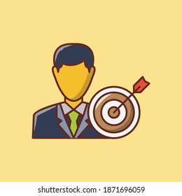 icono de línea de color plana vectorial de destino