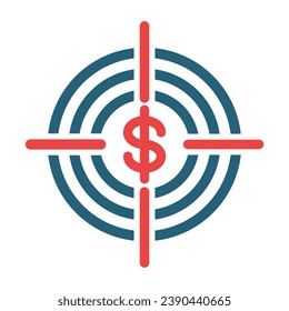 Target Vector Glyph Two Color Icon For Personal And Commercial Use.
