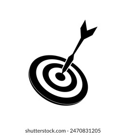 Target vector icon with arrow isolated on white background.
