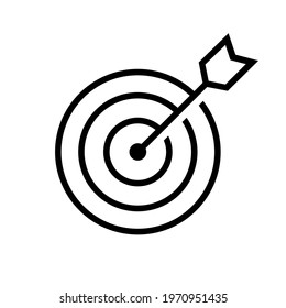 Target vector icon. Target with arrow icon. Mission or business goal logo. Target dart icon vector illustration isolated on white background. Vector for app or ui ux.