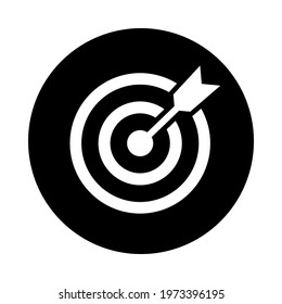 Target vector icon. Target with arrow icon. Mission or business goal logo. Target dart icon vector illustration isolated on white background. Vector for app or ui ux.