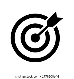 Target vector icon. Target with arrow icon. Mission or business goal logo. Target dart icon vector illustration isolated on white background. Vector for app or ui ux.