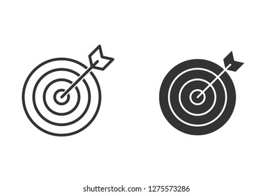 Target vector icon. Black illustration isolated on white. Simple pictogram for graphic and web design.