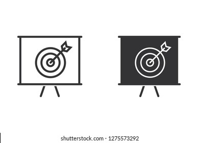 Target vector icon. Black illustration isolated on white. Simple pictogram for graphic and web design.