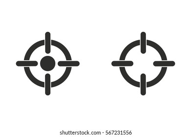 Target vector icon. Black illustration isolated on white background for graphic and web design.