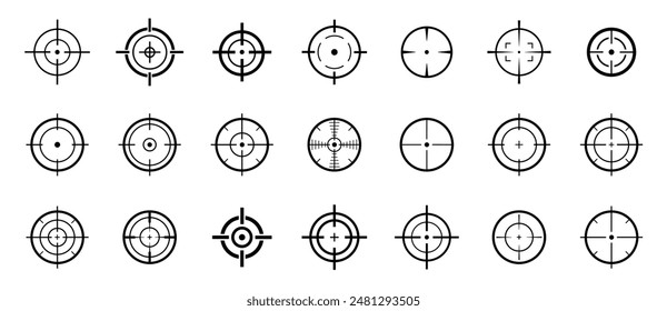 Target vector icon illustration. Set of target icon. Crosshairs icon set. Bullseye symbol collection.