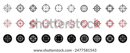 Target vector icon illustration. Set of target icon. Crosshairs icon set. Bullseye symbol collection.