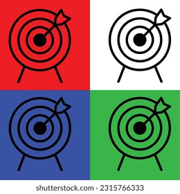 Target Vector Icon, Lineal Style, einzeln auf weißem Hintergrund.
