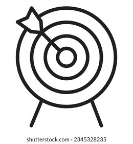 Target Vector Icon, Lineal Style, einzeln auf schwarz-weißem Hintergrund.