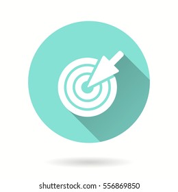 Target vector icon with long shadow. Illustration isolated for graphic and web design.