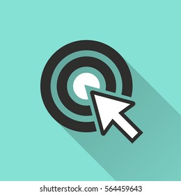 Target vector icon with long shadow. Illustration isolated for graphic and web design.