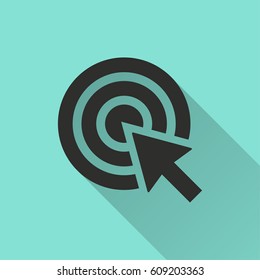 Target vector icon with long shadow. Illustration isolated for graphic and web design.