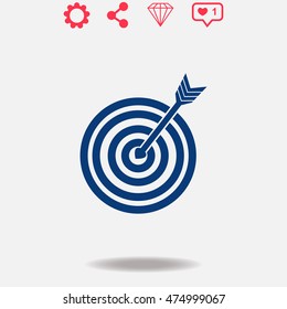 Target vector icon on grey background.