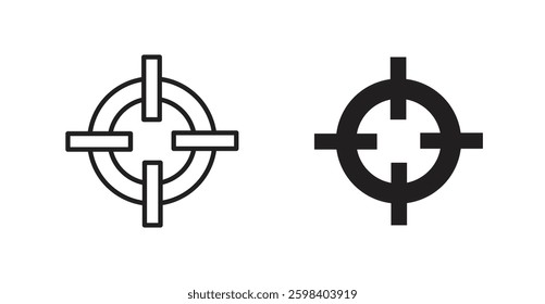 Target vector icon set in black color.