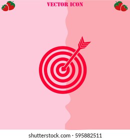 Target vector  icon. Strawberry Background.