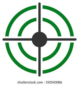 Target vector icon. Style is bicolor flat symbol, green and gray colors, rounded angles, white background.