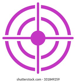 Target vector icon. Style is flat symbol, violet color, rounded angles, white background.