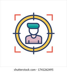 ilustración de estilo de icono del vector de destino. Icono de símbolo rellenado con esquema de inicio y Nueva empresa. EPS 10