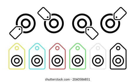 Icono de vector de destino en la ilustración de conjunto de etiquetas para ui y ux, sitio web o aplicación móvil