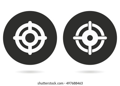 Target vector icon. White illustration isolated on black background for graphic and web design.