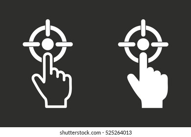 Target vector icon. White illustration isolated on black background for graphic and web design.