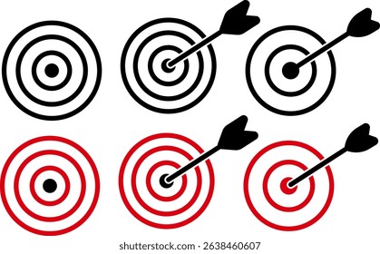Coleção de ícones de vetor de destino. Alvo com ícones de seta. Logotipo da meta da missão ou do negócio