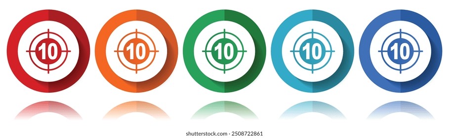 Iconos del vector del objetivo, sistema plano del icono para el diseño del logotipo, diseño web y aplicaciones móviles, colección colorida del Botón del Web en eps 10